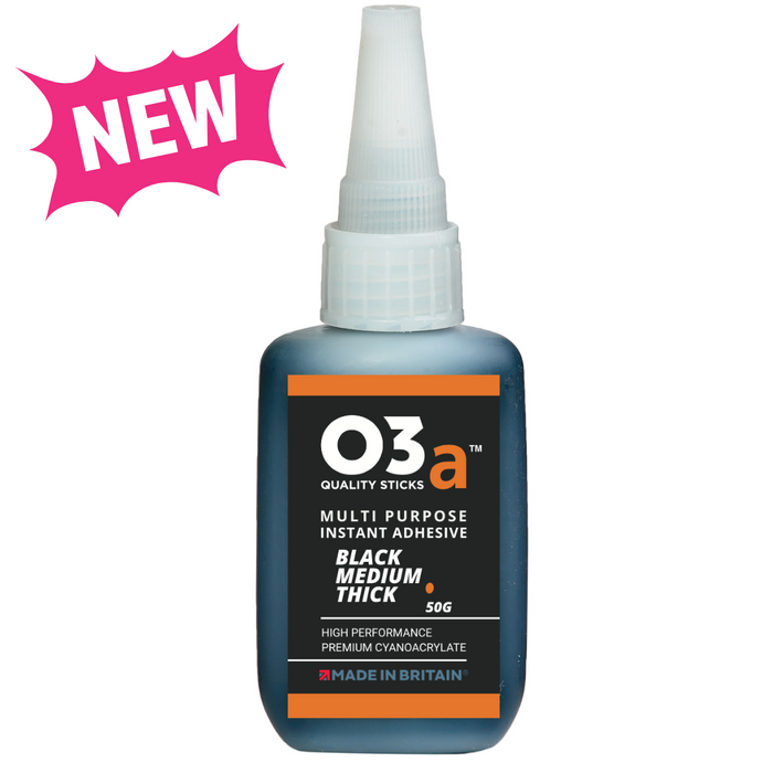 O3a Cyanoacrylate Adhesive, Black, Medium Thick, 50g
